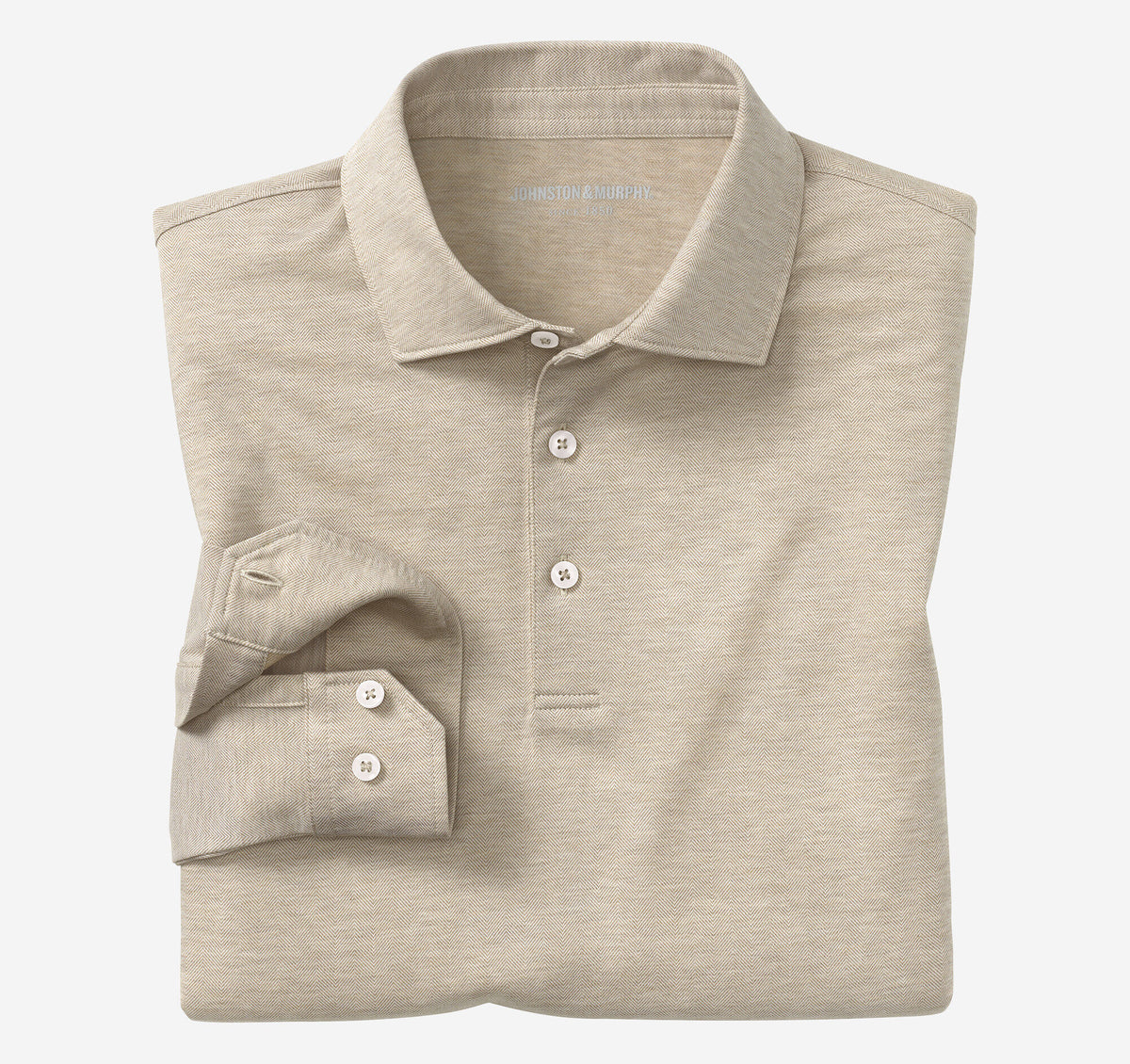 Men's Herringbone Long-Sleeve Polo / Johnston Murphy