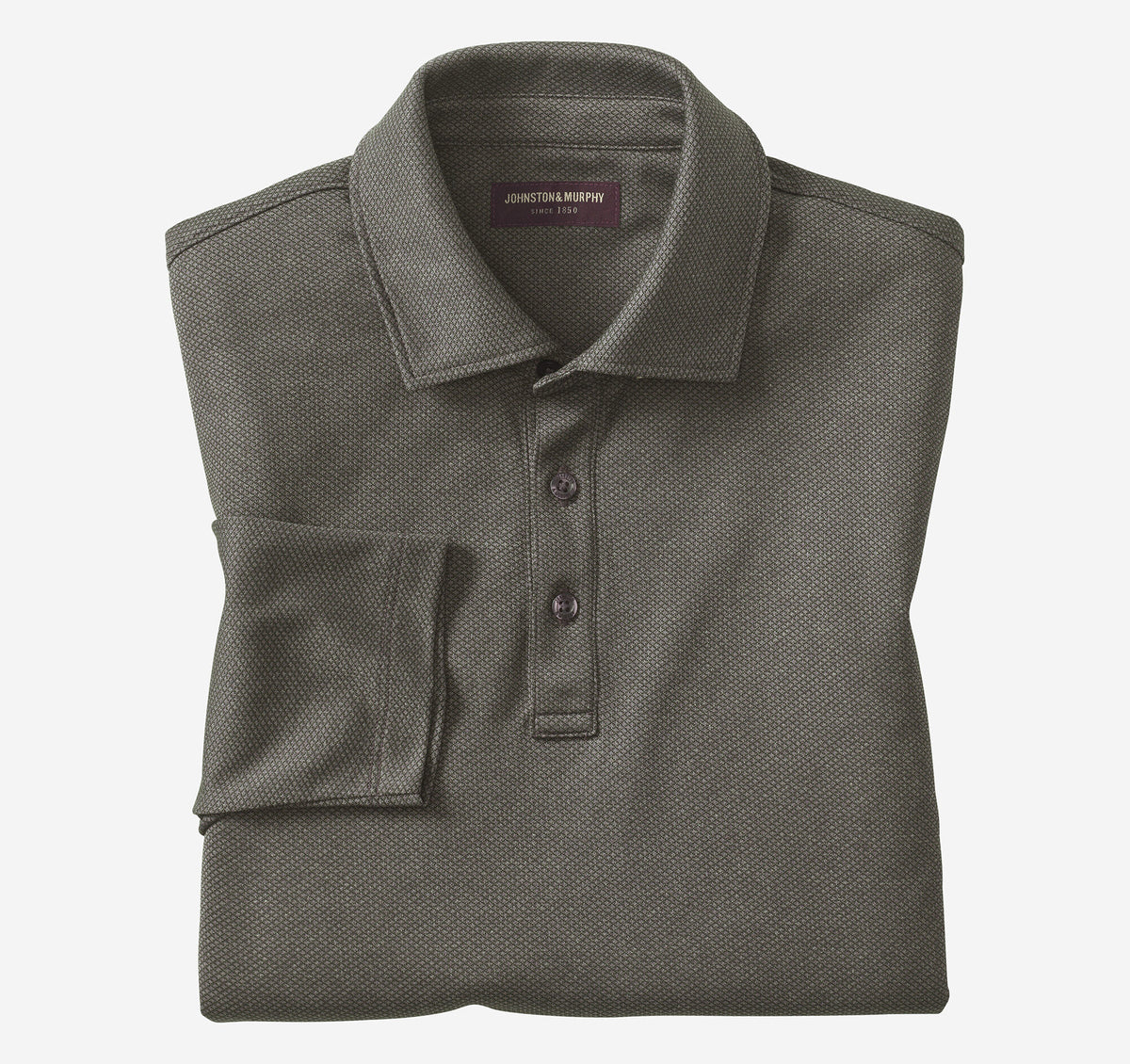 Men's Knit Jacquard Long-Sleeve Polo / Johnston Murphy