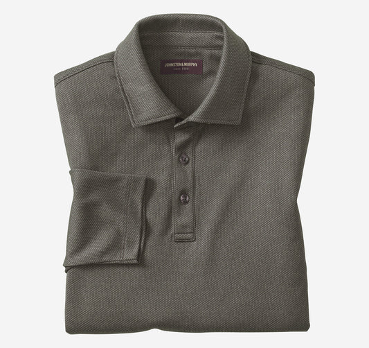 Men's Knit Jacquard Long-Sleeve Polo / Johnston Murphy