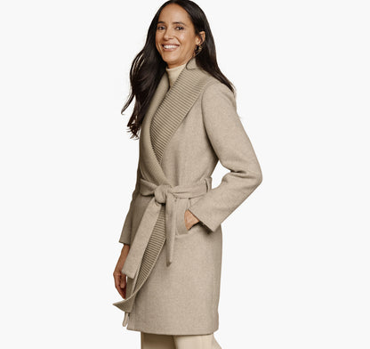Women's Wool-Blend Coat with Removable Knit Collar / Johnston Murphy