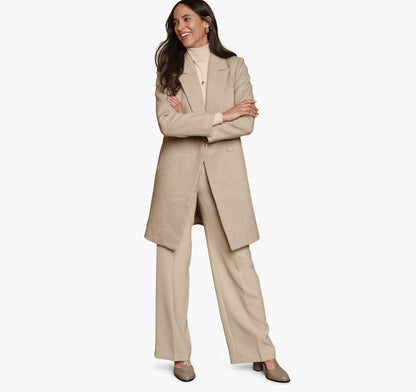 Women's Wool-Blend Coat with Removable Knit Collar / Johnston Murphy