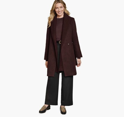 Women's Wool-Blend Coat with Removable Knit Collar / Johnston Murphy
