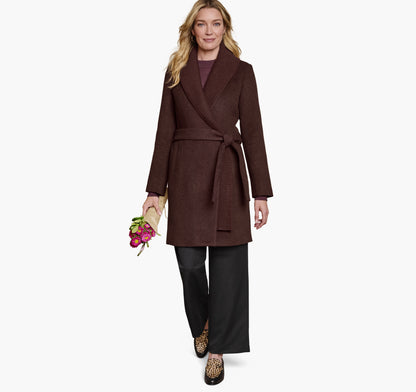 Women's Wool-Blend Coat with Removable Knit Collar / Johnston Murphy