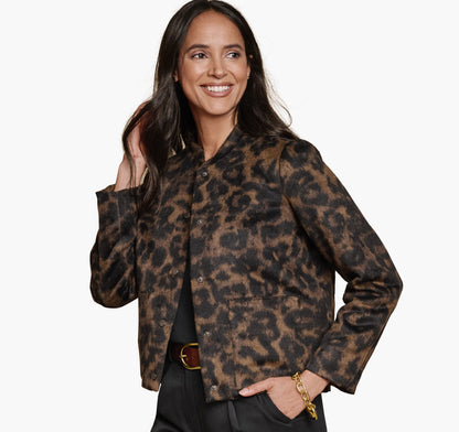 Women's Brushed Leopard-Print Bomber / Johnston Murphy