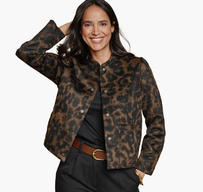 Women's Brushed Leopard-Print Bomber / Johnston Murphy