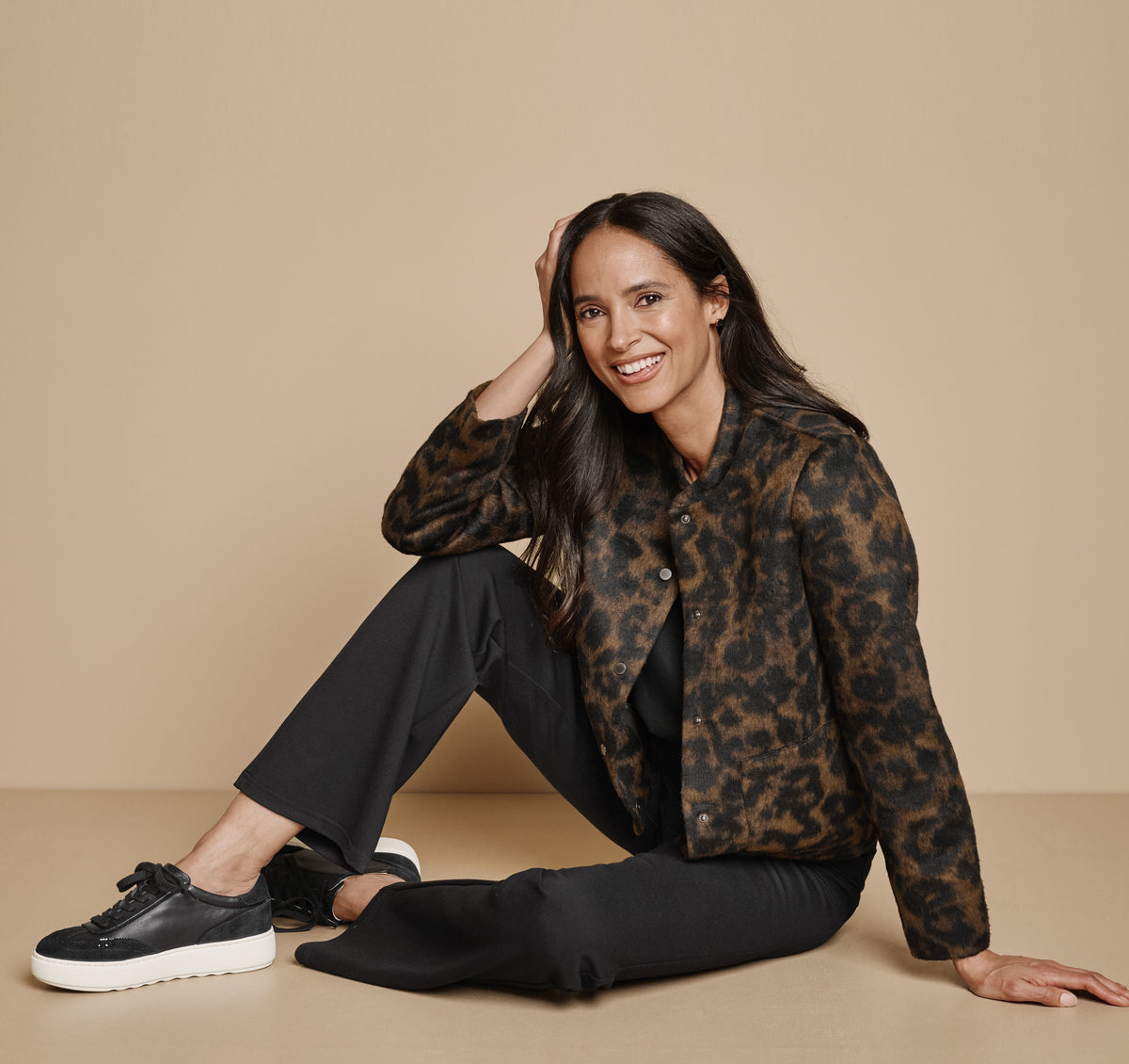 Women's Brushed Leopard-Print Bomber / Johnston Murphy