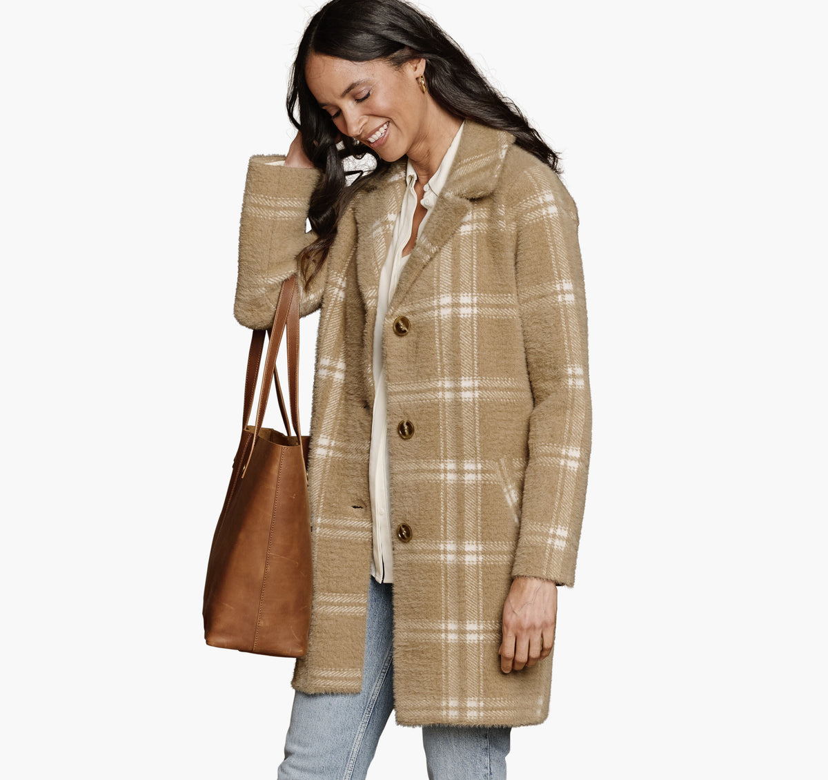 Women's Eyelash Plaid Coatigan / Johnston Murphy