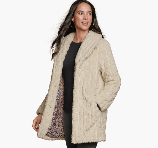 Women's Cable Faux-Fur Coat / Johnston Murphy