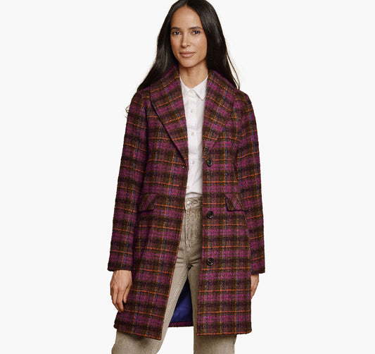 Women's Shawl Collar Plaid Coat / Johnston Murphy