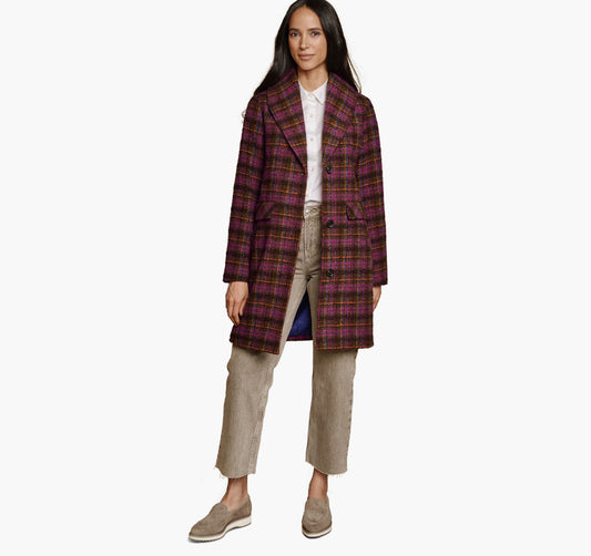 Women's Shawl Collar Plaid Coat / Johnston Murphy