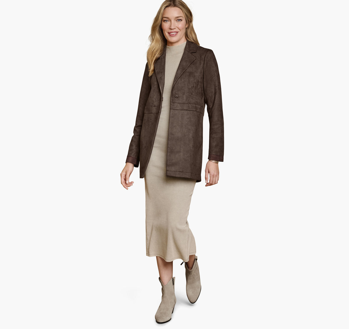 Women's Faux-Suede Long Blazer / Johnston Murphy