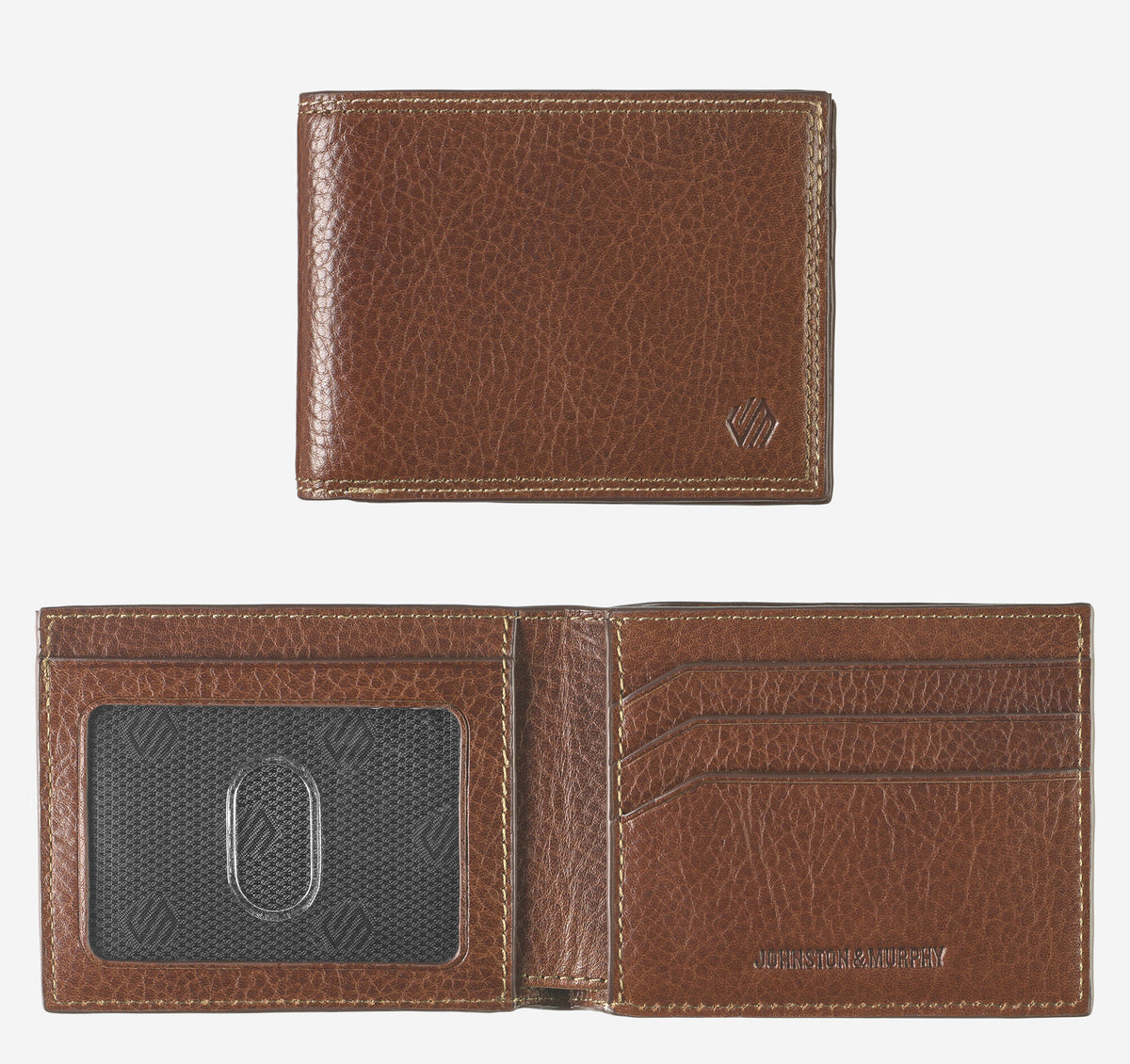 Men's Double Contrast Stitch Billfold Wallet / Johnston Murphy