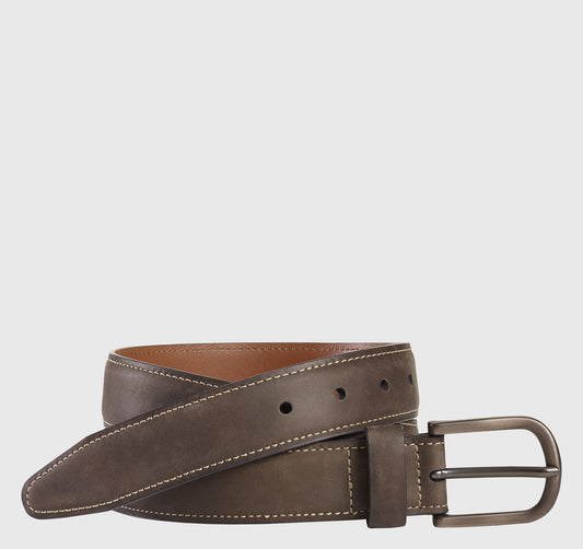 Men's Oiled Contrast Stitched Belt / Johnston Murphy