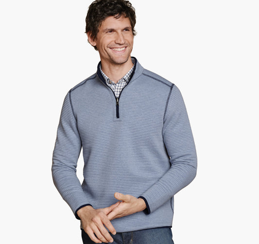 Men's Reversible Channel-Quilted Quarter-Zip / Johnston Murphy