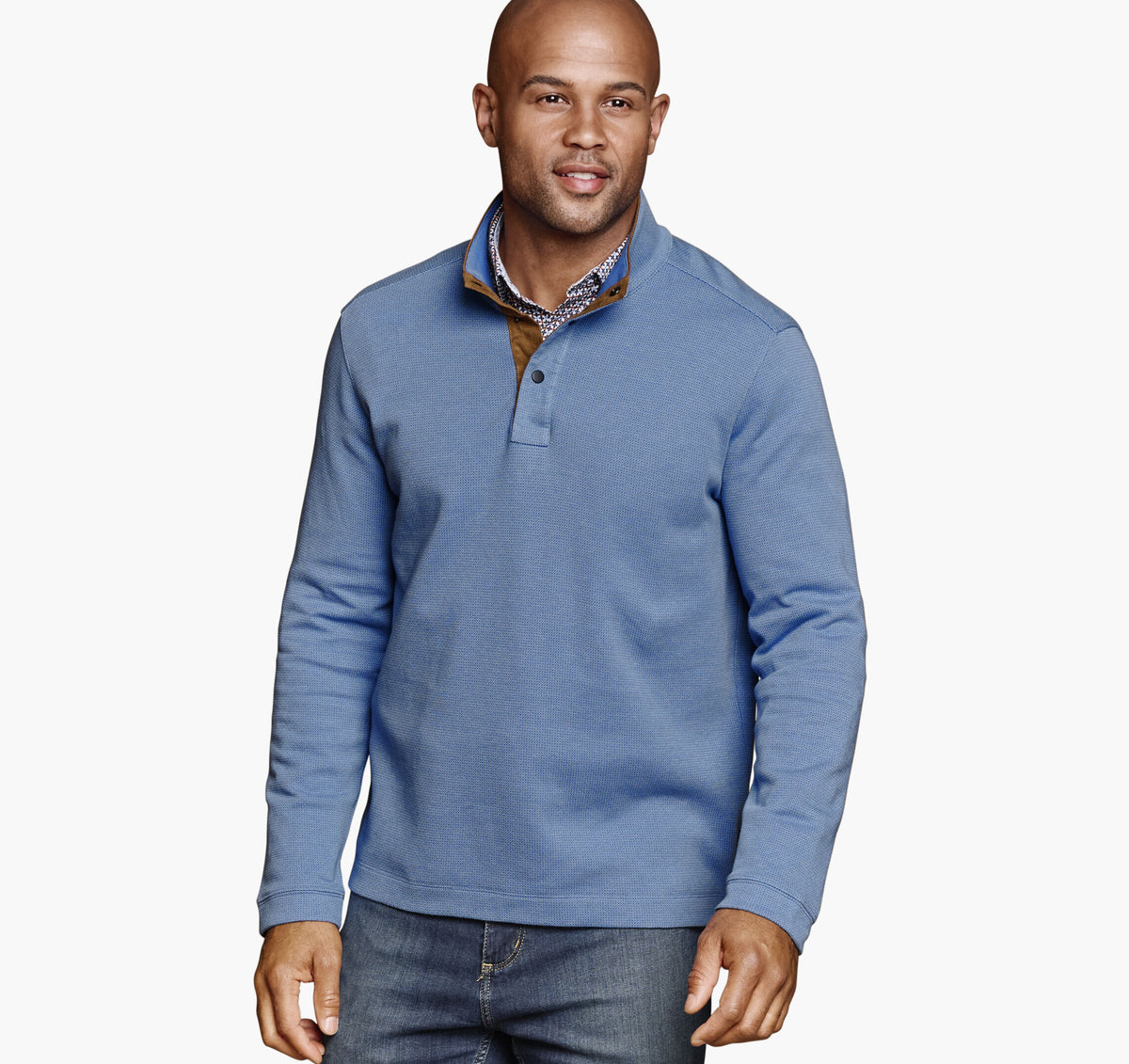 Men's Knit Jacquard Quarter-Snap Pullover / Johnston Murphy