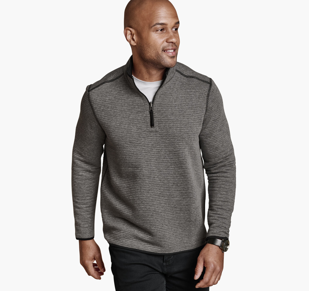 Men's Reversible Channel-Quilted Quarter-Zip / Johnston Murphy