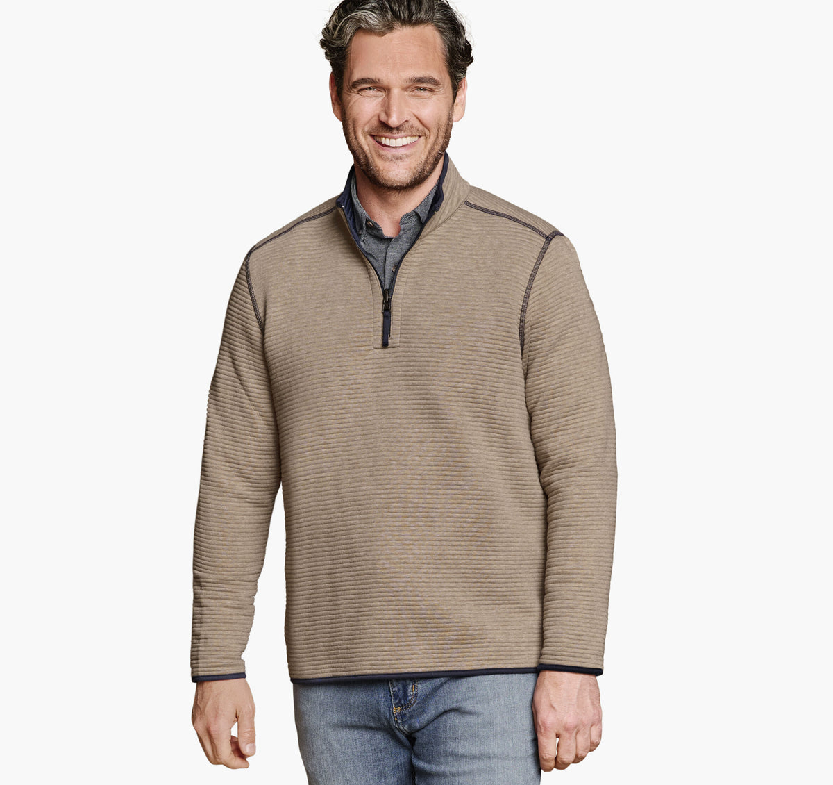 Men's Reversible Channel-Quilted Quarter-Zip / Johnston Murphy