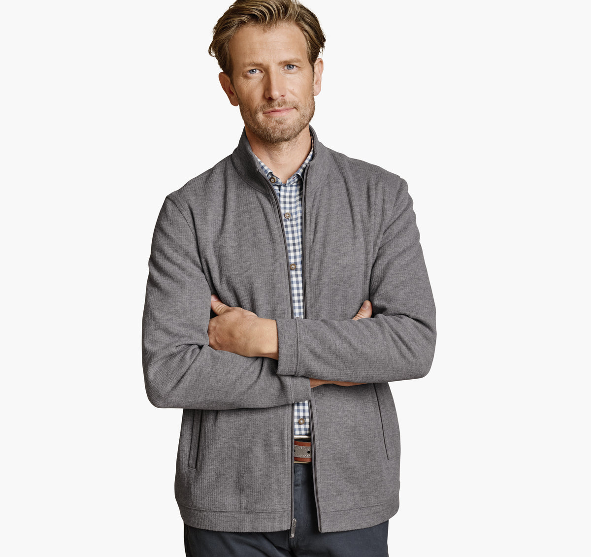 Men's Ribbed Full-Zip / Johnston Murphy