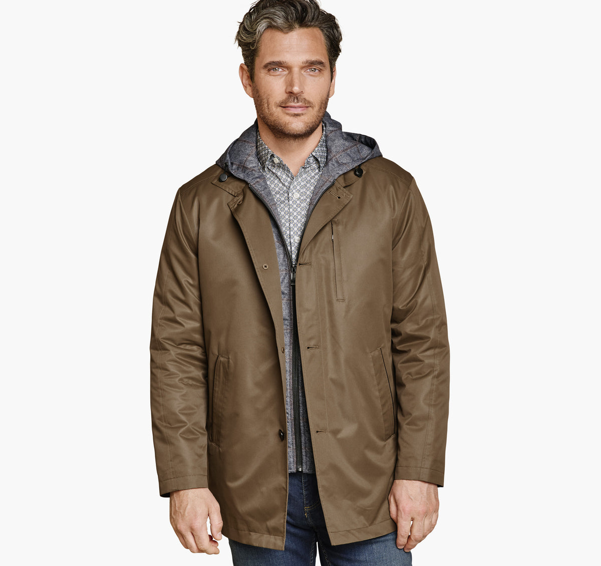 Men's Upton Water-Resistant Raincoat with Removable Liner / Johnston Murphy