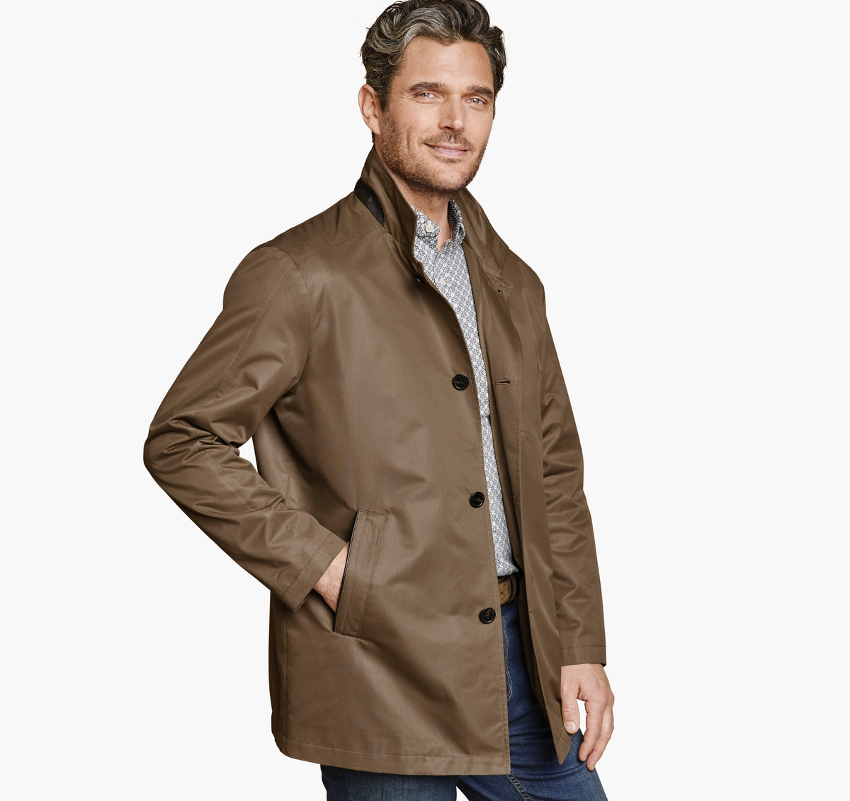 Men's Upton Water-Resistant Raincoat with Removable Liner / Johnston Murphy