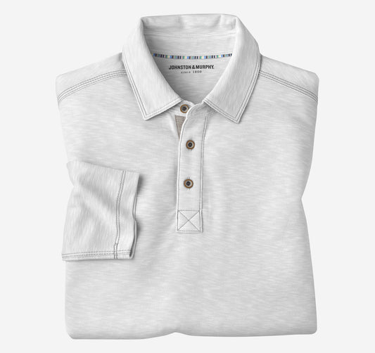Men's Vintage Slub Long-Sleeve Polo / Johnston Murphy
