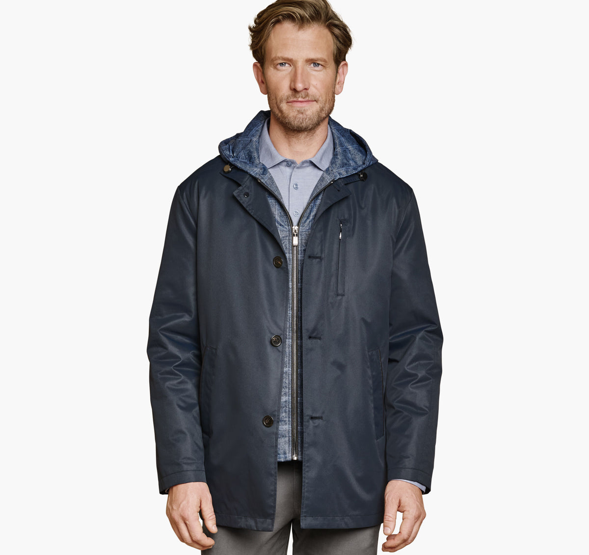 Men's Upton Water-Resistant Raincoat with Removable Liner / Johnston Murphy