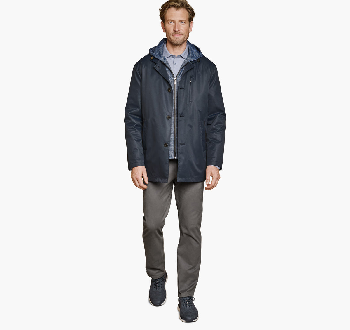 Men's Upton Water-Resistant Raincoat with Removable Liner / Johnston Murphy