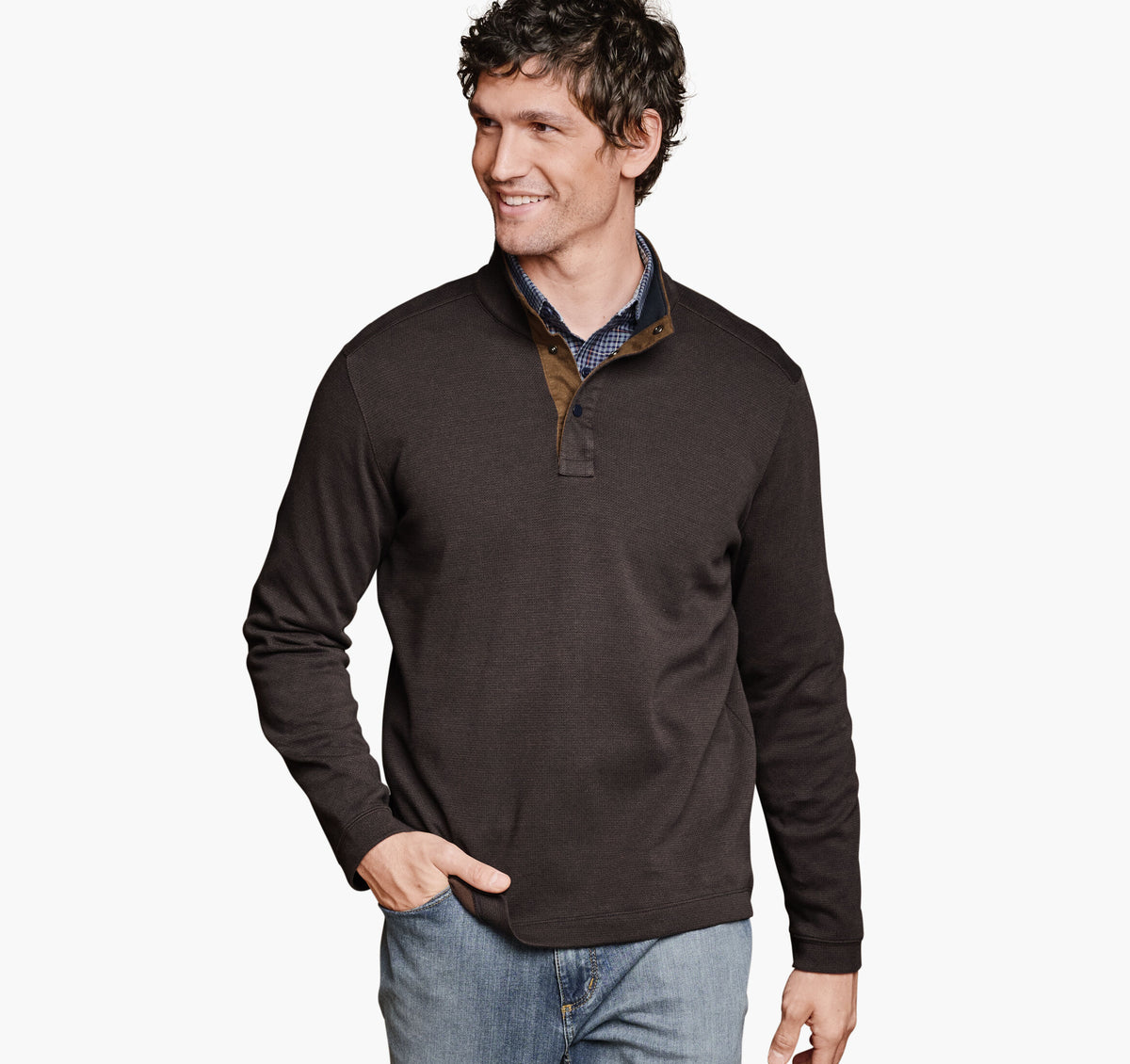 Men's Knit Jacquard Quarter-Snap Pullover / Johnston Murphy