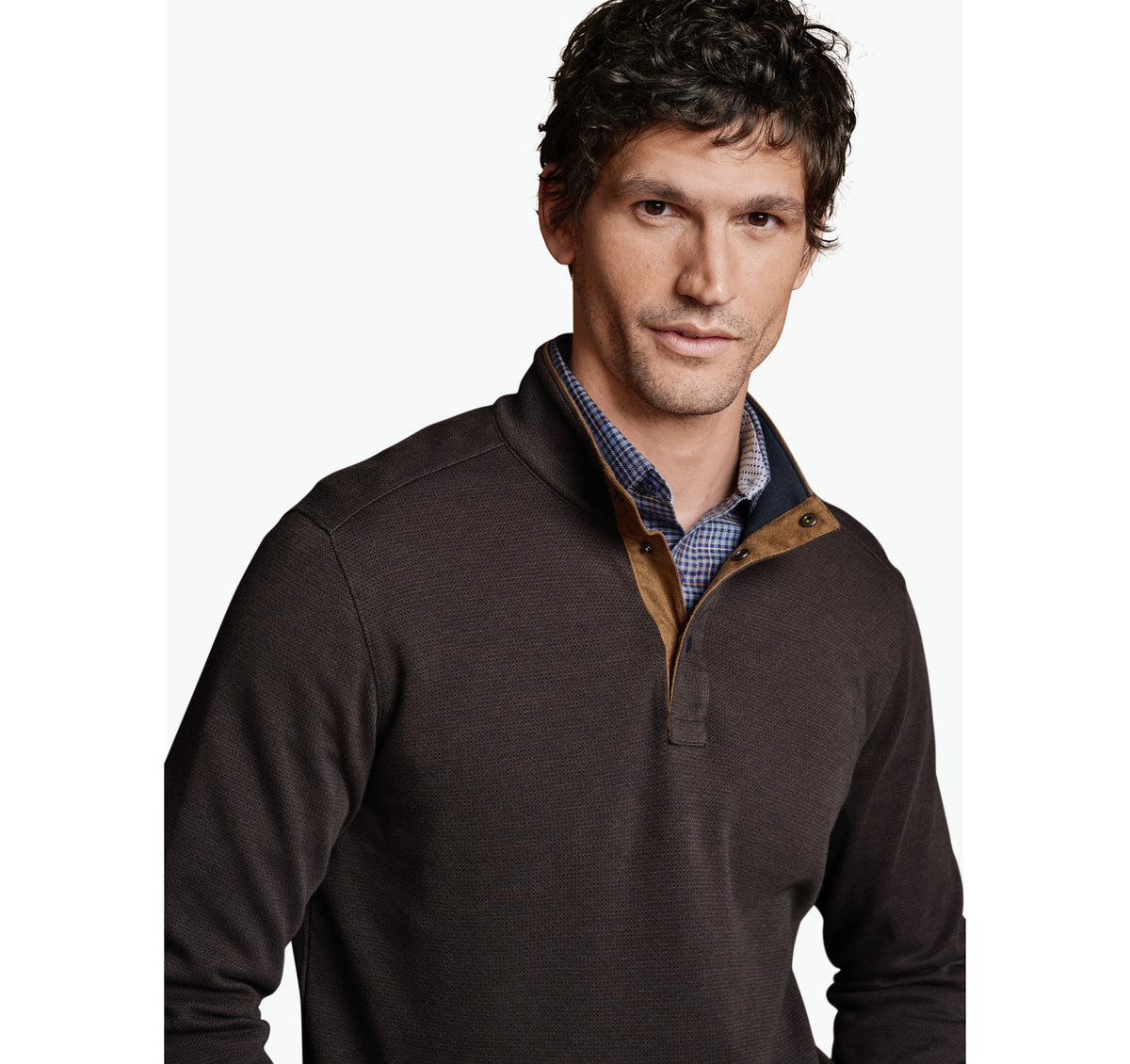 Men's Knit Jacquard Quarter-Snap Pullover / Johnston Murphy