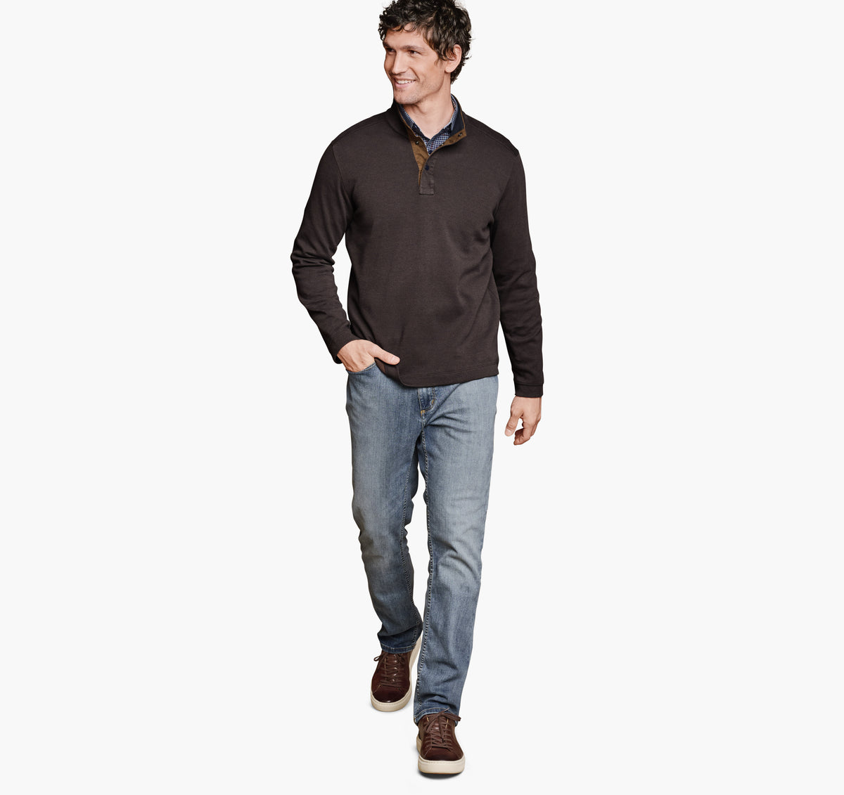 Men's Knit Jacquard Quarter-Snap Pullover / Johnston Murphy