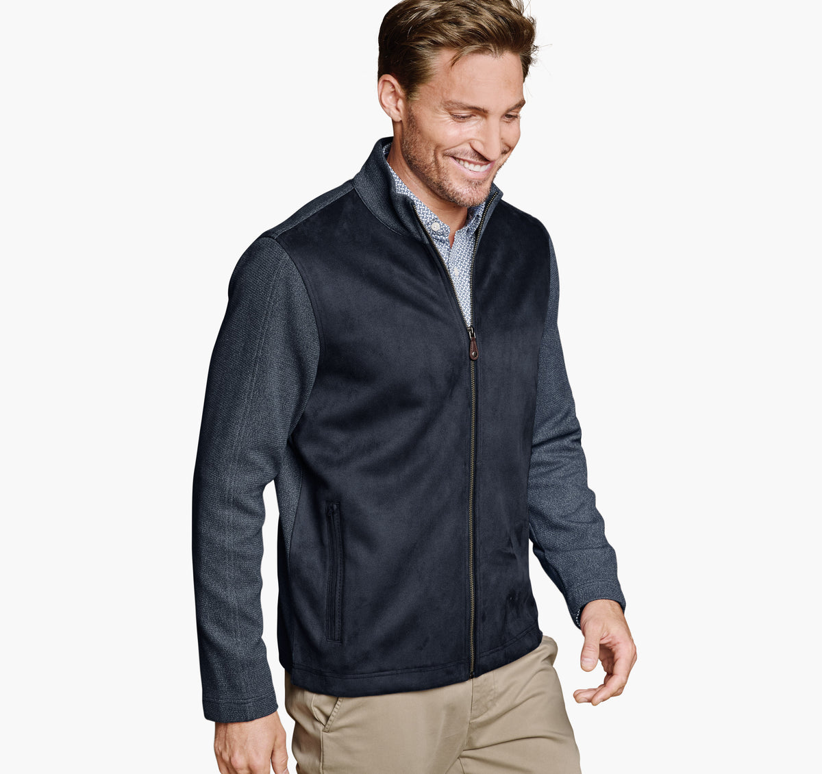 Men's Faux-Suede Full-Zip / Johnston Murphy