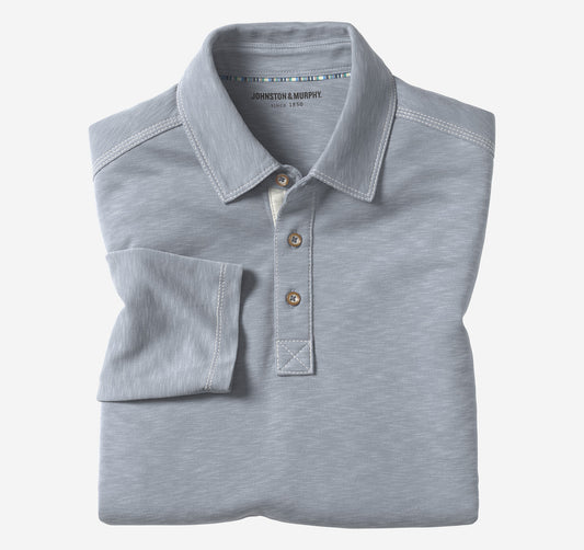 Men's Vintage Slub Long-Sleeve Polo / Johnston Murphy