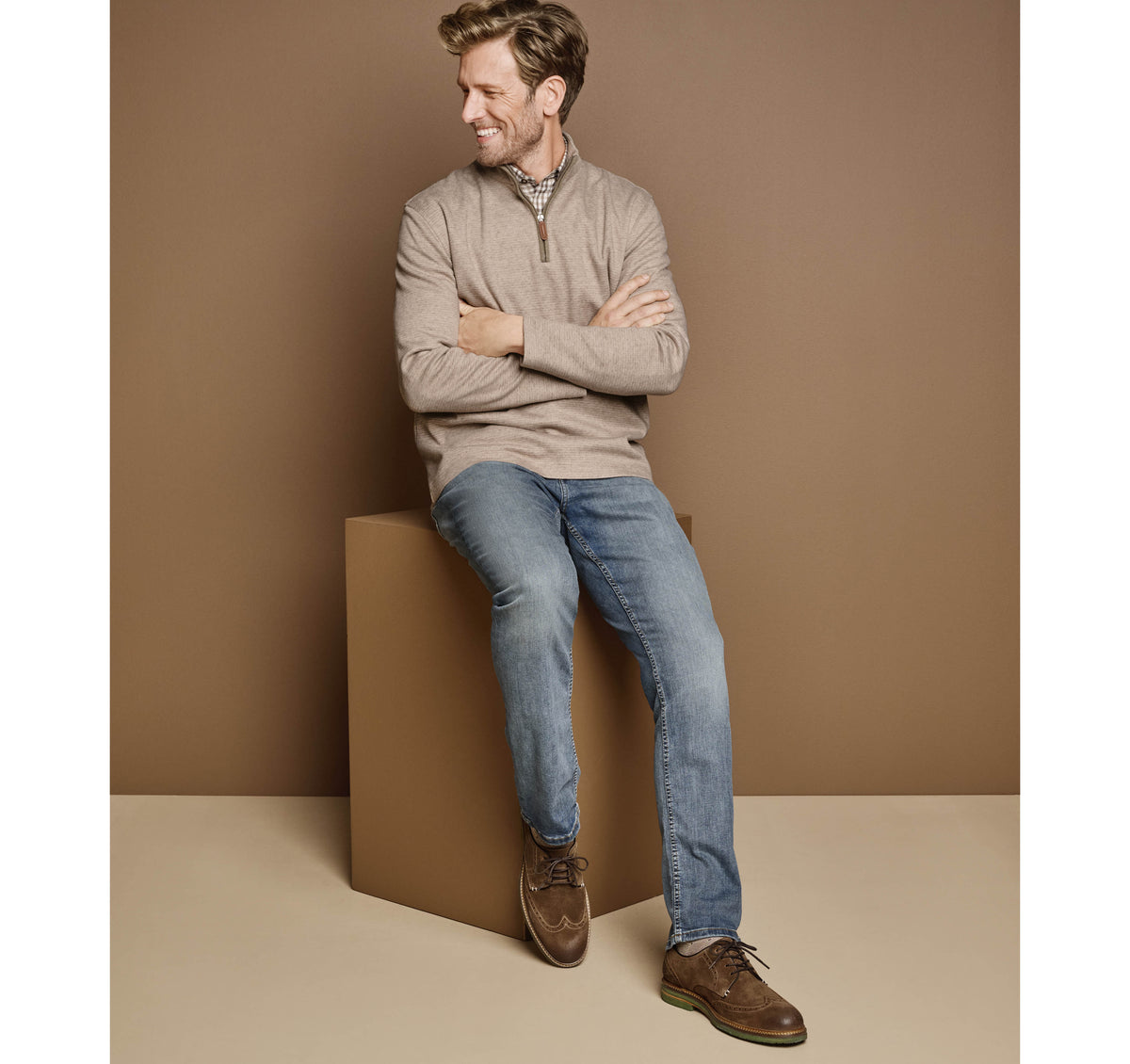 Men's Brushed Quarter-Zip / Johnston Murphy