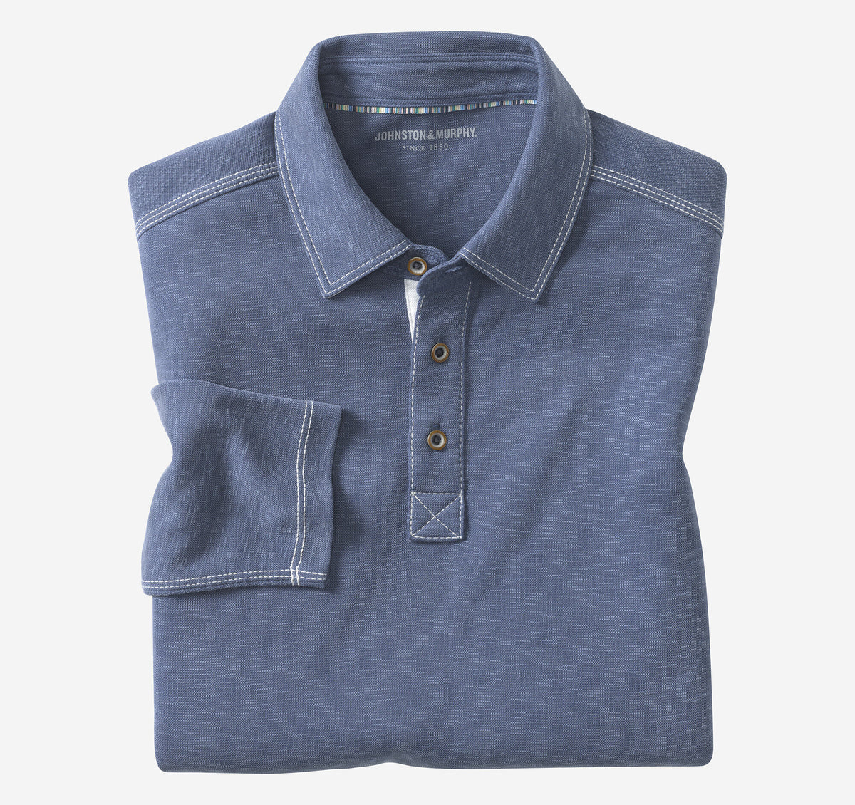 Men's Vintage Slub Long-Sleeve Polo / Johnston Murphy