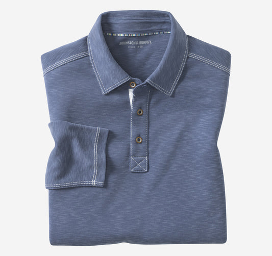 Men's Vintage Slub Long-Sleeve Polo / Johnston Murphy