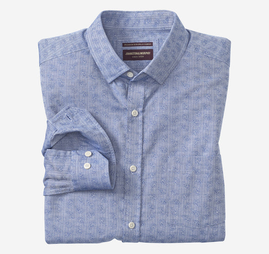 Men's Long-Sleeve Jacquard Shirt / Johnston Murphy
