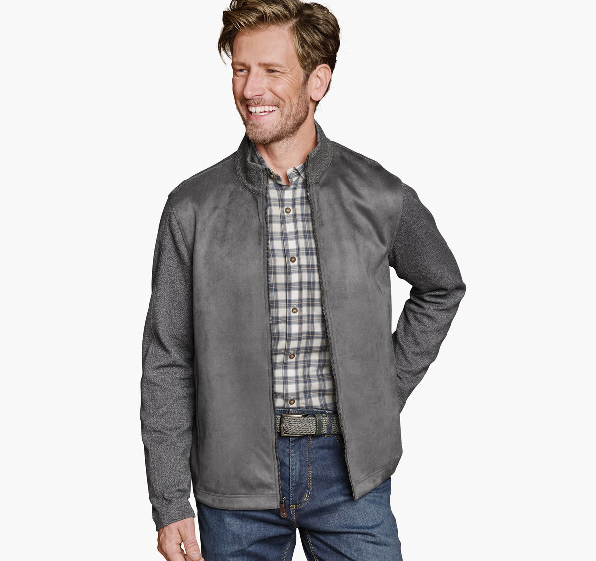 Men's Faux-Suede Full-Zip / Johnston Murphy
